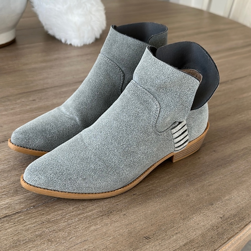 Gray Suede Ankle Booties, Size 6